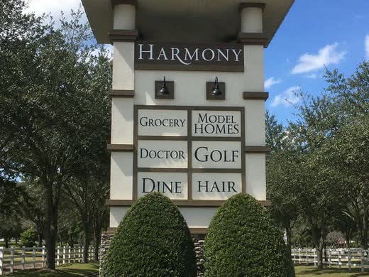 The entrance sign at Harmony.