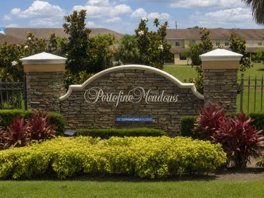 The entrance sign at Portofino Meadows.